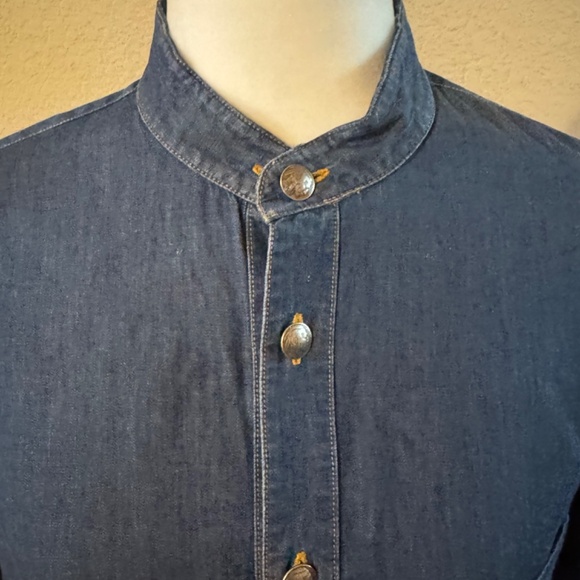 Men's Stubbs Wester Wear Denim Indian Head Button Banded Collar Shirt Size M - Picture 3 of 11